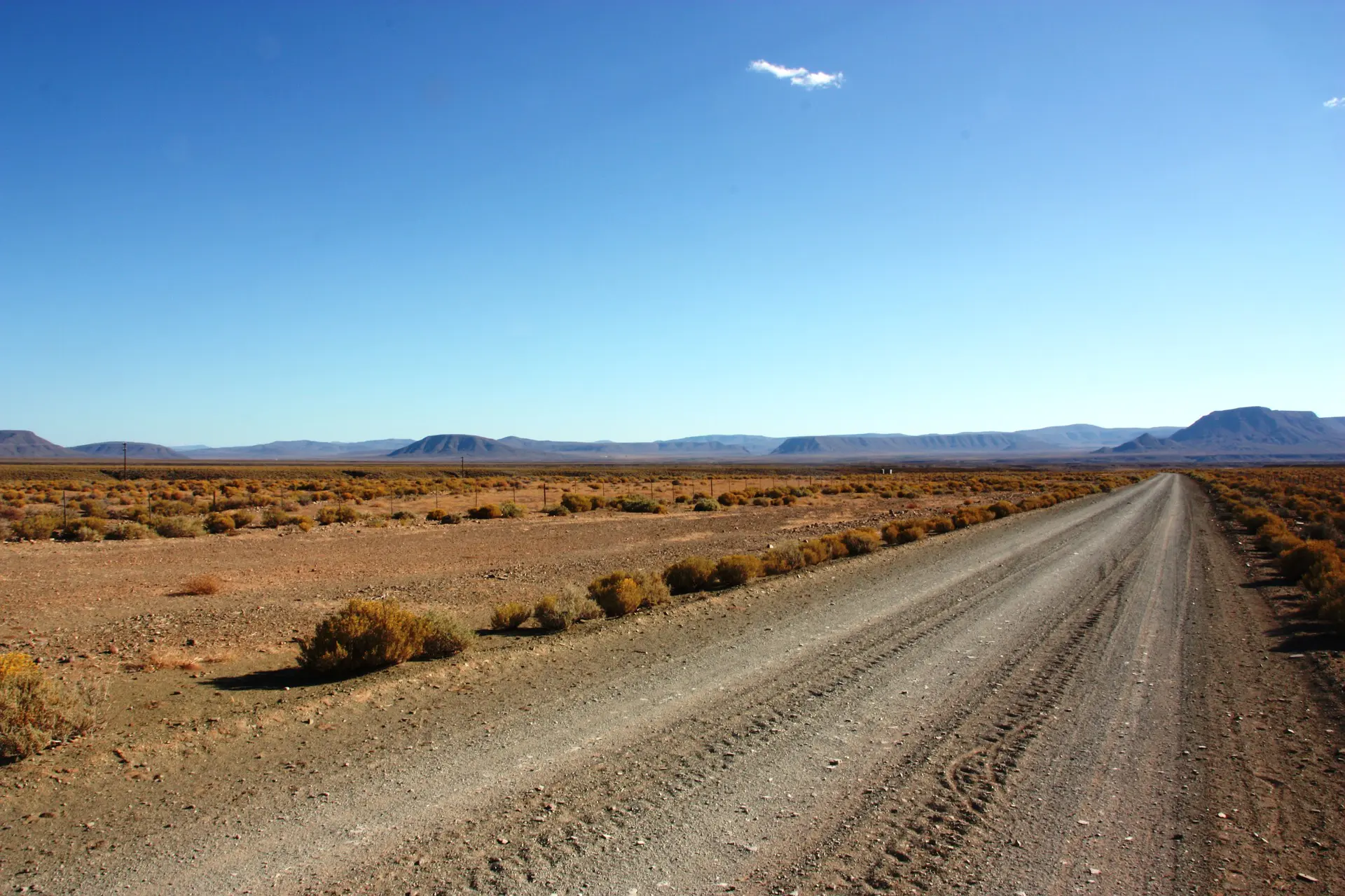 route désertique face à l'horizon dans le Karoo
