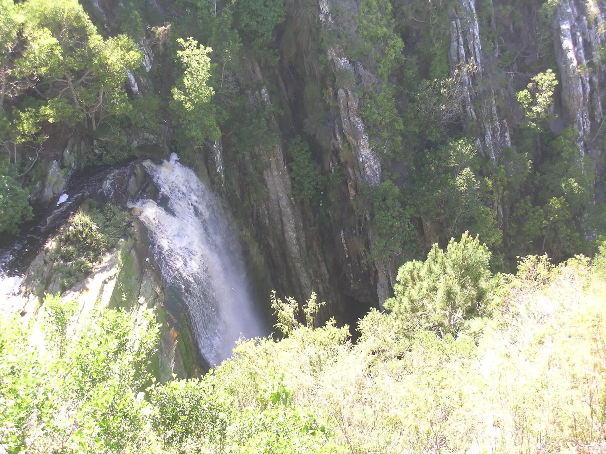 Chute d'eau grandiose prise depuis son plus haut point dans la reserve de Tsitsikamma