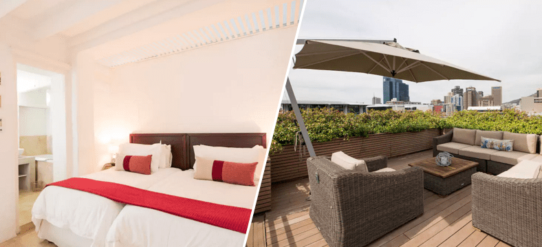 maison bleue en ville avec sa chambre et son rooftop │ Cape Town