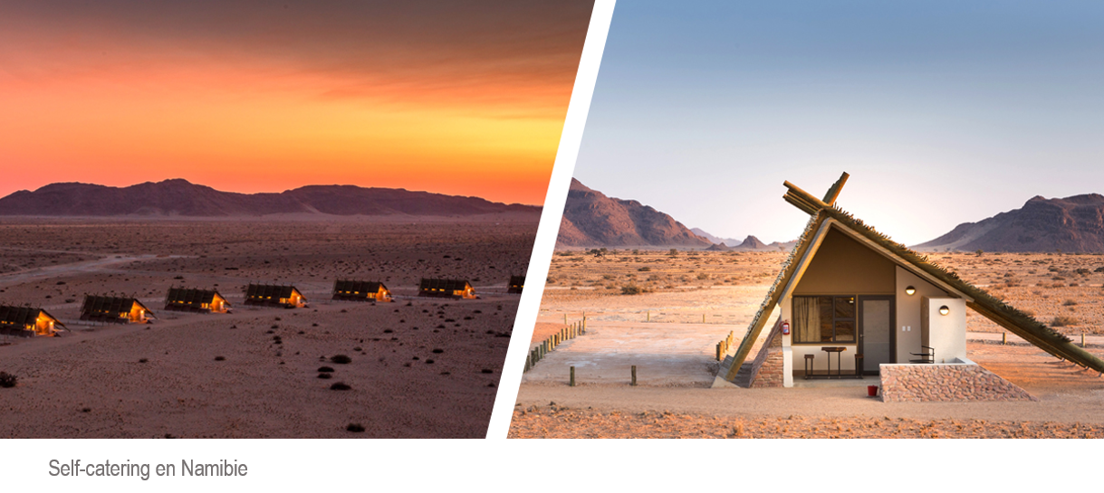 camp dans le désert de Namibie avec le détail d'un self catering