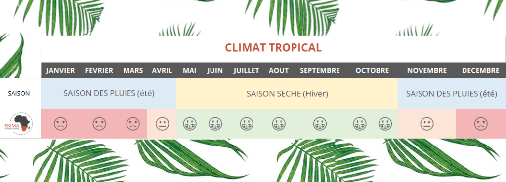 Tableau récapitulatif de la meilleure période de voyage au Mozambique