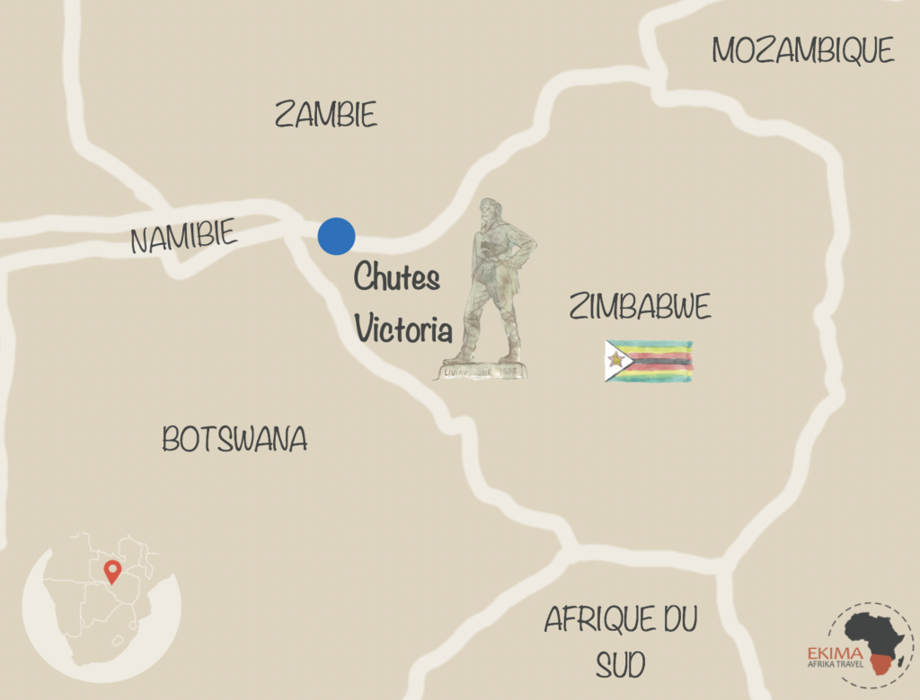 Carte des chutes victoria pour repère géographique