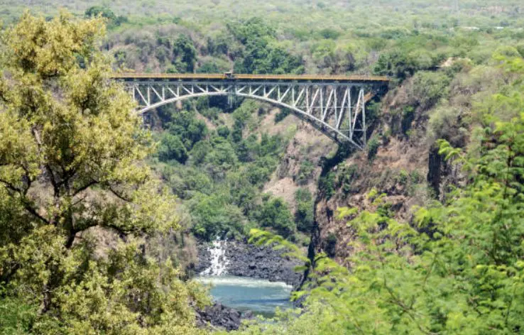 Vue sur le pont Victoria encerclé par une végétation luxuriante