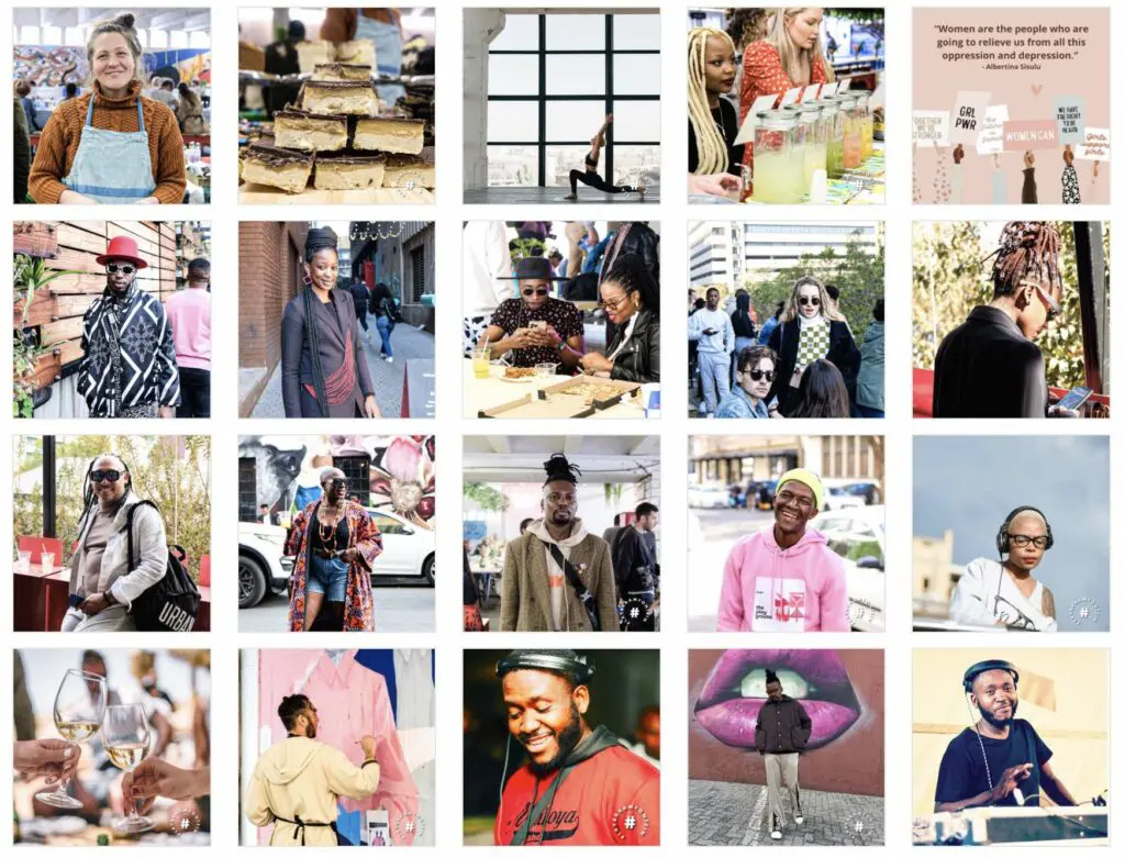 Mix de plusieurs photos carrées montrant l'ambiance trendy du marché