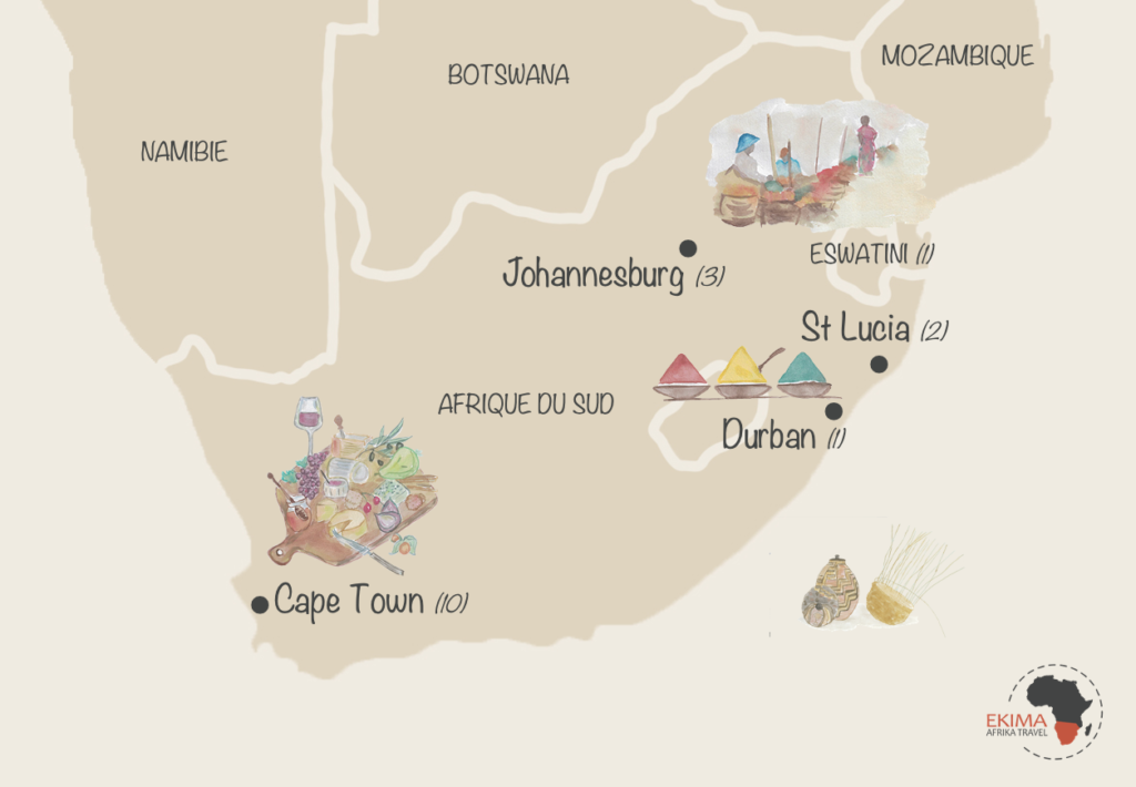 Carte repère des meilleurs marchés d'Afrique du sud