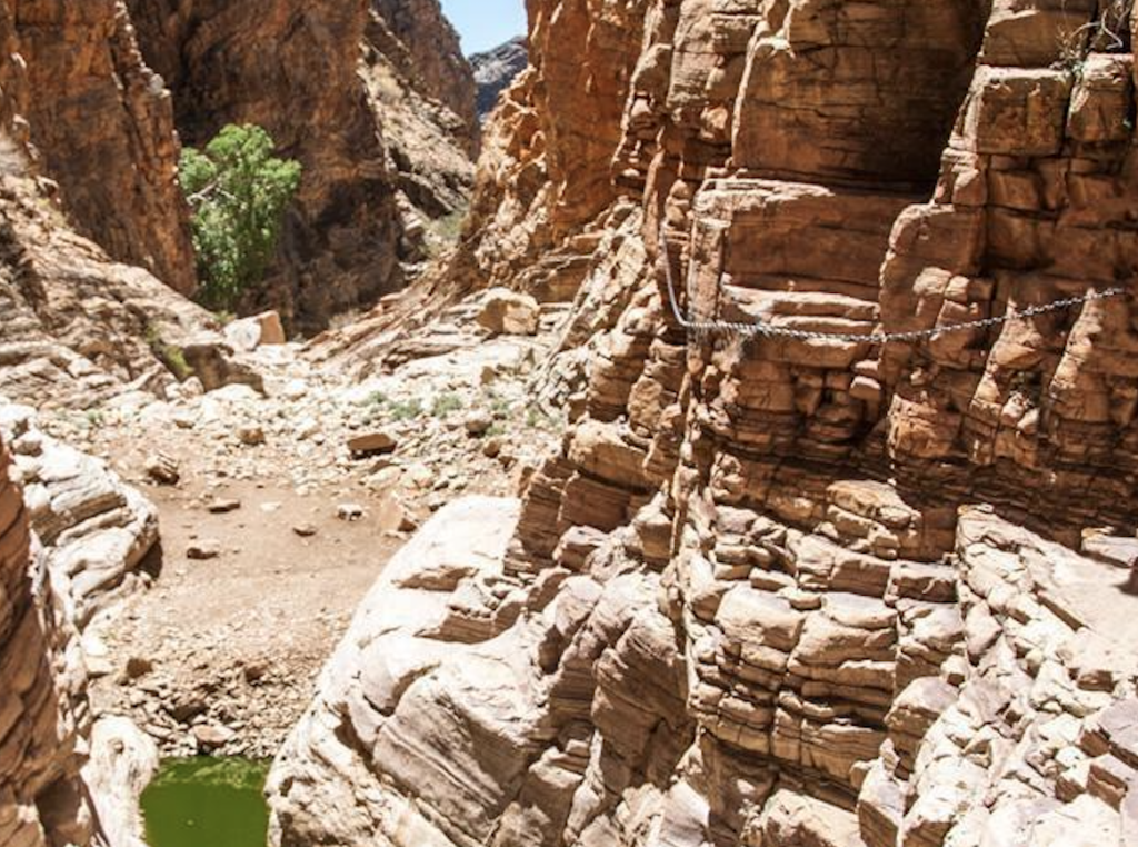 Zoom sur les chainettes des montagnes ocres du canyon