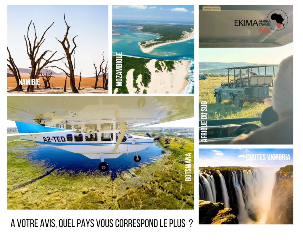 Un mix de 5 photos représentant chacune de nos destinations