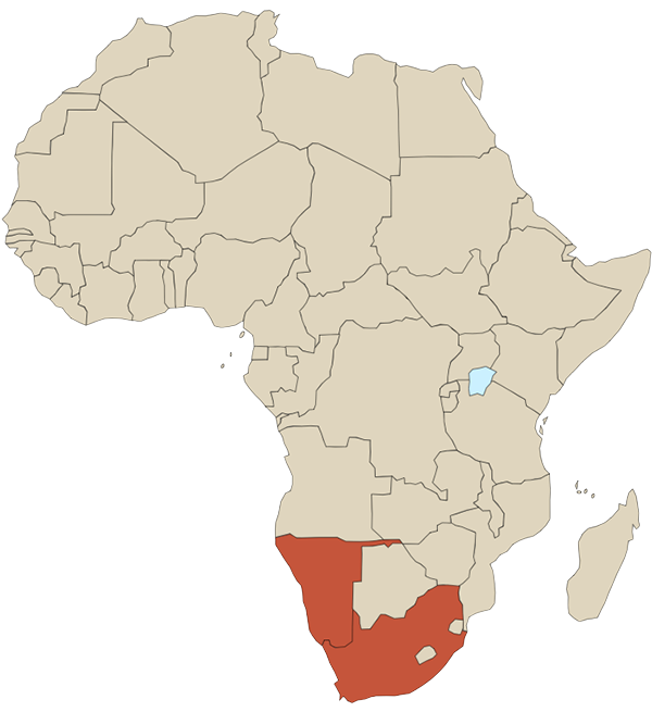 carte afrique avec Afrique du Sud et Namibie coloriées