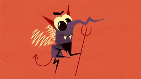 Gif d'un moustique dessiné en petit diable et remuant ses ailes