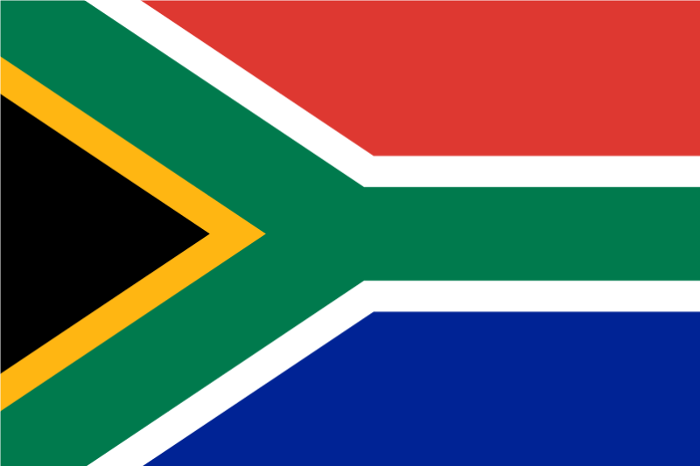 Le drapeau de l'Afrique du Sud 