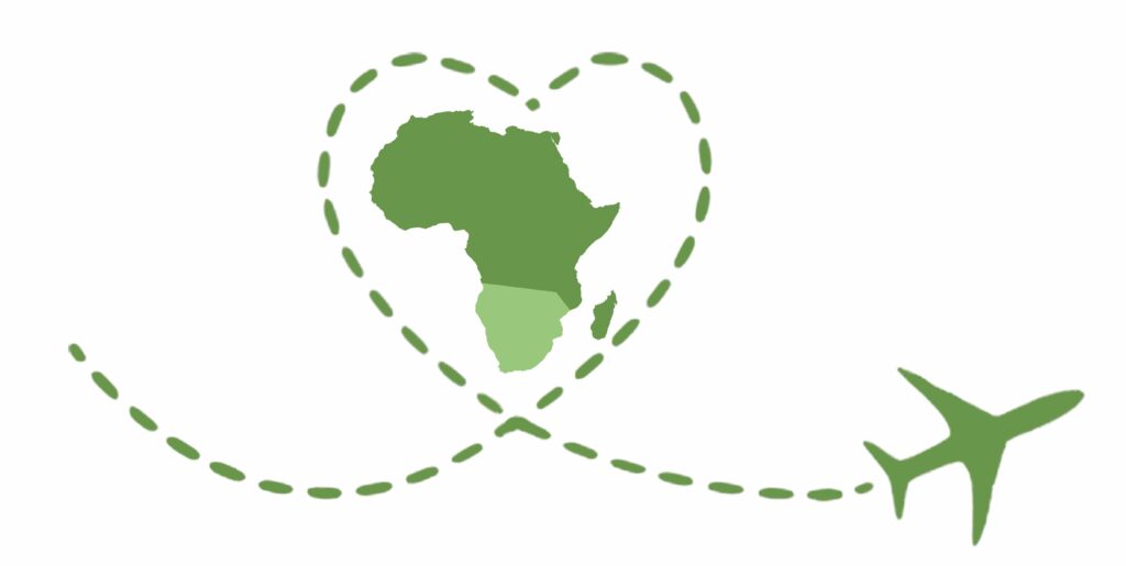 Logo Ekima green avec un avion faisant le tour de l'Afrique en vert