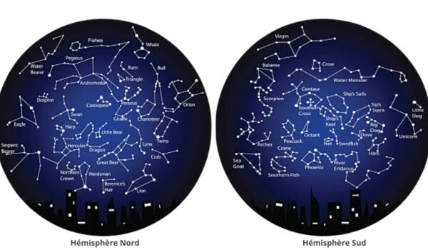 Planisphère céleste avec les constellations des deux hémisphères